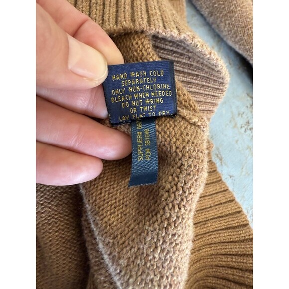 Vintage Vintage Polo Ralph Lauren Beige 1/3 Zip Knitted Sweater- Large - Picture 6 of 10